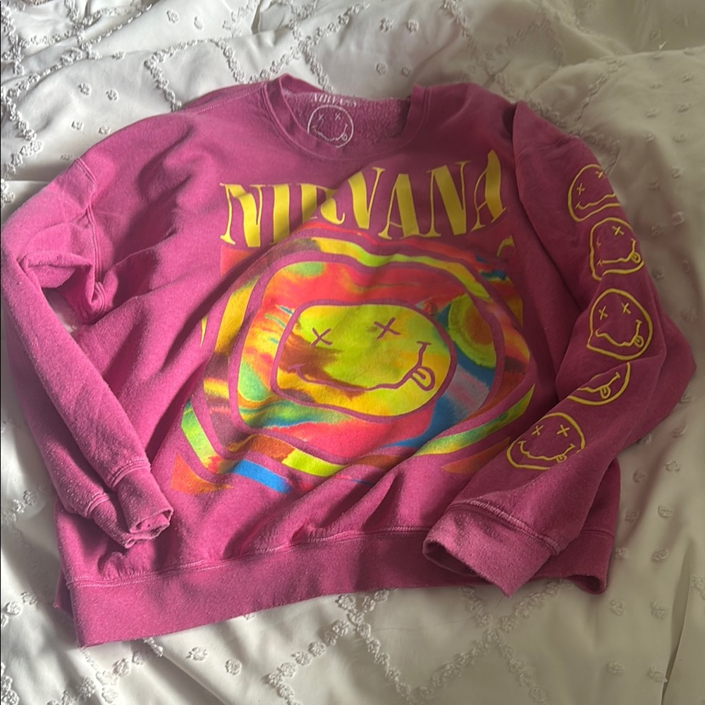 NIRVANA Vibrant Pink Graphic Women's Sweater